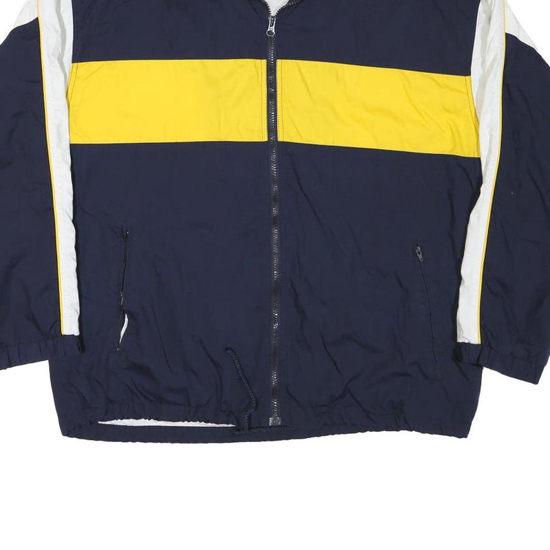 CRANE Mens Navy & Yellow Colourblock Jacket L Polyester Blend Zip Casual
