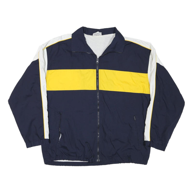 CRANE Mens Navy & Yellow Colourblock Jacket L Polyester Blend Zip Casual