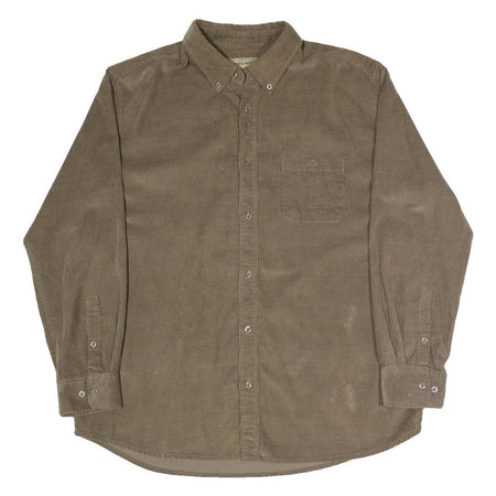 SCANDIA WOODS Mens Brown Button-Down Corduroy Shirt L Casual Cotton Blend