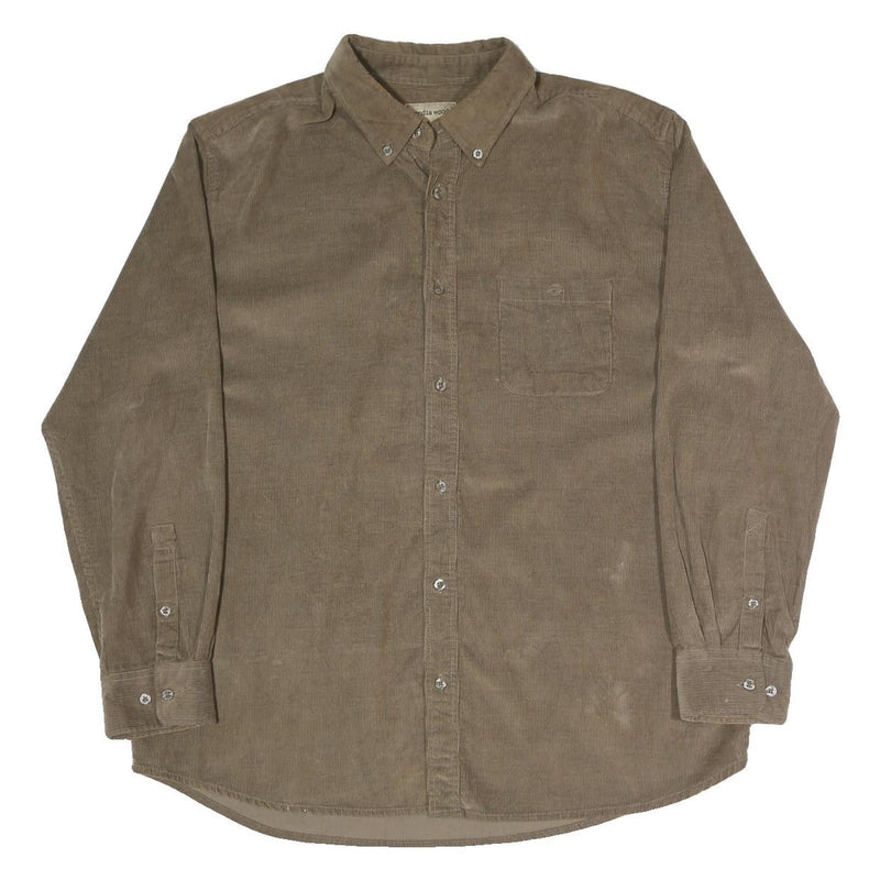 SCANDIA WOODS Mens Brown Button-Down Corduroy Shirt L Casual Cotton Blend