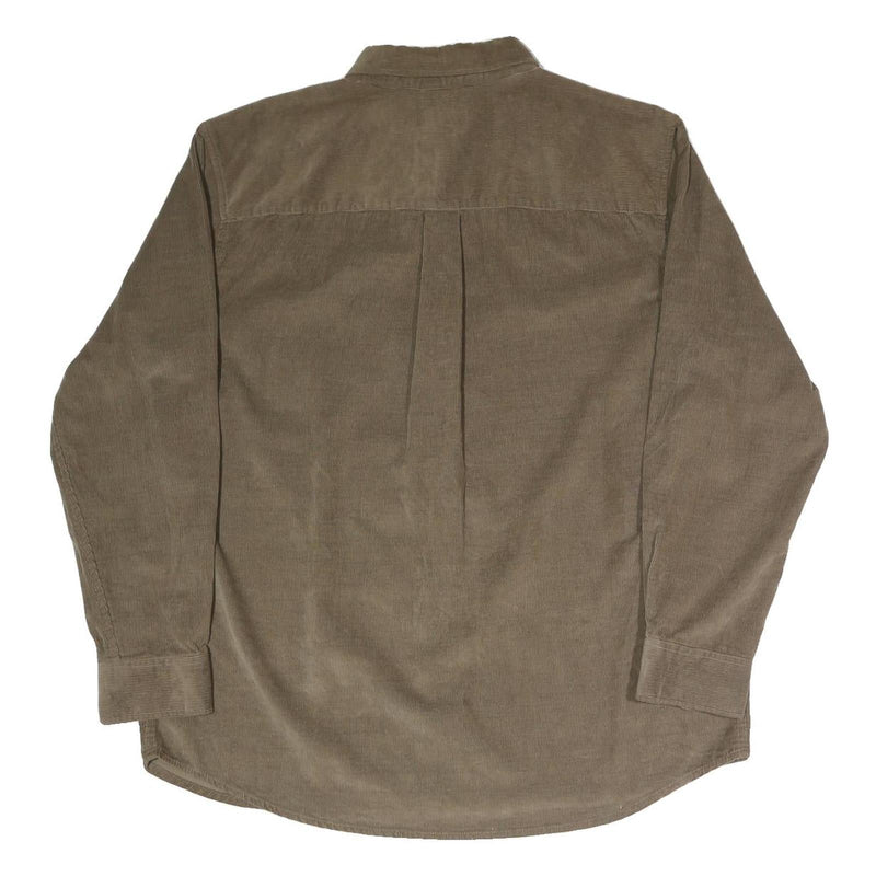SCANDIA WOODS Mens Brown Button-Down Corduroy Shirt L Casual Cotton Blend