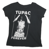 2PAC Womens Black Graphic T-Shirt 2XL Short Sleeve Crew Neck Music Merch