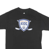 ADIDAS Mens Black & Orange Hockey Helps Kids Graphic T-Shirt L Short Sleeve Crew