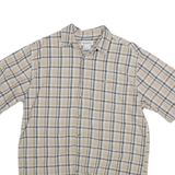 CARHARTT Mens Beige & Blue Check Shirt L Cotton Blend Casual Workwear Short