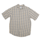 CARHARTT Mens Beige & Blue Check Shirt L Cotton Blend Casual Workwear Short