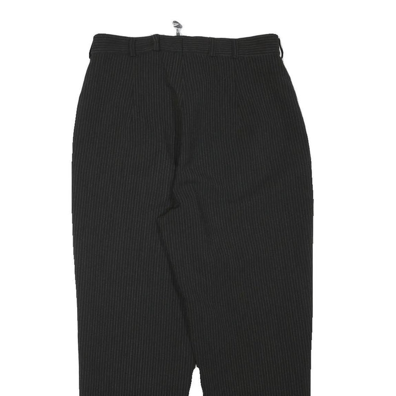 DEVILLE Womens Black Pinstripe Relaxed Straight Trousers W28 L24 Polyester Zip