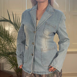Bangjuji Denim Jacket - Medium Blue Cotton Blend