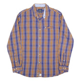 PIERRE CARDIN Mens Blue & Brown Check Shirt XL Modern Fit Casual Long Sleeve