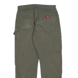 DICKIES Mens Cotton Blend Green Relaxed Straight Trousers W33 L32 Casual