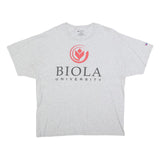 CHAMPION Mens Grey Biola University Graphic T-Shirt XL Short Sleeve Crew Neck