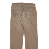 DICKIES Mens Regular Fit Straight Leg Denim Brown W34 L32 Workwear Cotton Blend