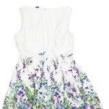 LAUREN RALPH LAUREN Womens White Floral Cotton Blend Fit & Flare Dress
