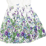 LAUREN RALPH LAUREN Womens White Floral Cotton Blend Fit & Flare Dress