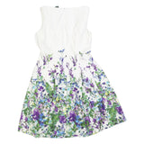 LAUREN RALPH LAUREN Womens White Floral Cotton Blend Fit & Flare Dress