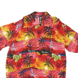 PUNTA CANA Womens Red & Yellow Rayon Hawaiian Shirt M Tropical Sunset Print