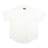 JC PENNY Mens White Short Sleeve Cotton Blend Shirt L No Iron Button Down