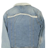 LEE Womens Blue Denim Jacket S Cotton Blend Shearling Button Fastening