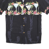 PARADISE FOUND Mens Black Rayon Cocktail Print Shirt S Vacation Party Summer