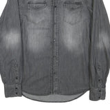 DIESEL Mens Grey Denim Shirt M Long Sleeve Casual Button Pocket Fashion