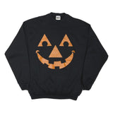 TULTEX Mens Black Orange Smile Face Sweatshirt Crew Neck XL Graphic Print