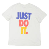 NIKE Mens White Just Do It Graphic T-Shirt L Short Sleeve Crew Neck
