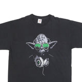 FRUIT OF THE LOOM Mens Black DJ Graphic T-Shirt L Short Sleeve Crew Neck Cool