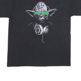 FRUIT OF THE LOOM Mens Black DJ Graphic T-Shirt L Short Sleeve Crew Neck Cool