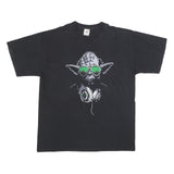 FRUIT OF THE LOOM Mens Black DJ Graphic T-Shirt L Short Sleeve Crew Neck Cool