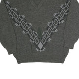 N/A Mens Grey V Patterned V-Neck Basic Knit Jumper XL Cotton Blend Classic