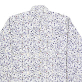 BREMO Mens White & Purple Abstract Print Shirt L Long Sleeve Button Cotton