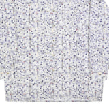 BREMO Mens White & Purple Abstract Print Shirt L Long Sleeve Button Cotton