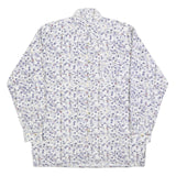 BREMO Mens White & Purple Abstract Print Shirt L Long Sleeve Button Cotton