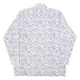 BREMO Mens White & Purple Abstract Print Shirt L Long Sleeve Button Cotton