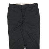 DICKIES Mens Cotton Blend Black Regular Straight Trousers W40 L29 Workwear Zip