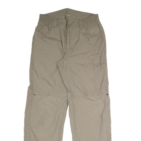 Mens Relaxed Fit Beige Polyester Blend Zip Trousers W30 L31 Utility Pocket