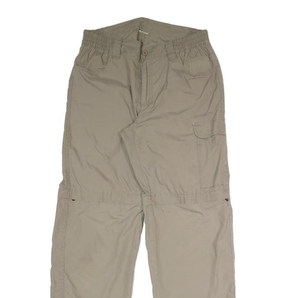 Mens Relaxed Fit Beige Polyester Blend Zip Trousers W30 L31 Utility Pocket
