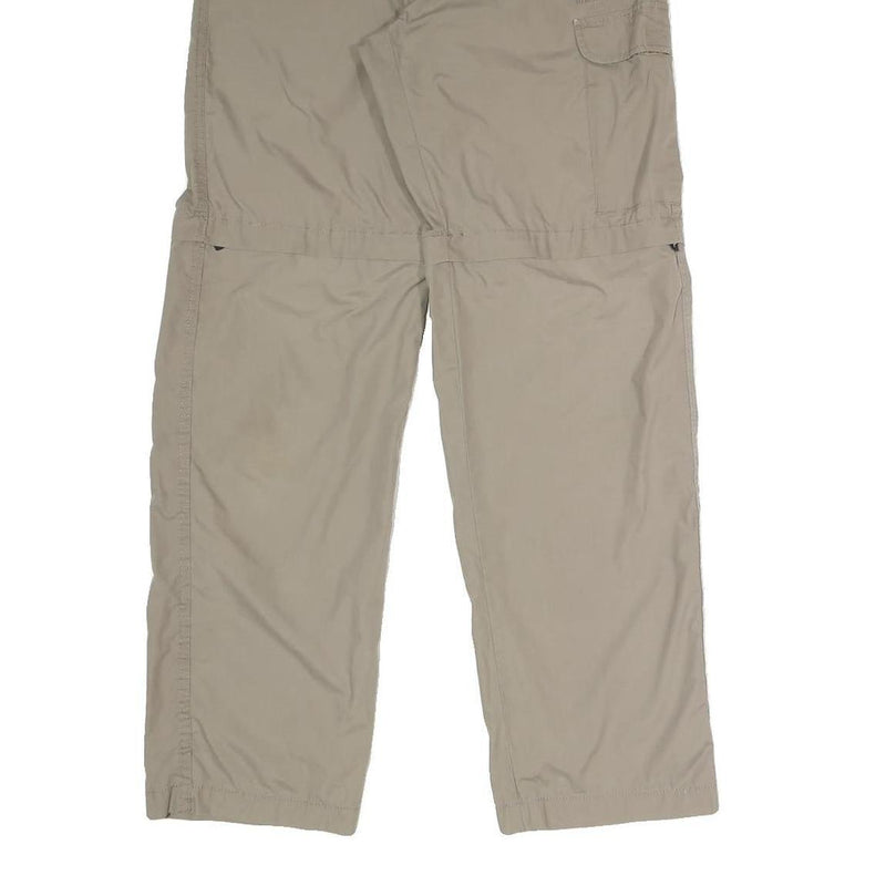 Mens Relaxed Fit Beige Polyester Blend Zip Trousers W30 L31 Utility Pocket
