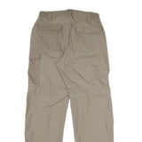 Mens Relaxed Fit Beige Polyester Blend Zip Trousers W30 L31 Utility Pocket