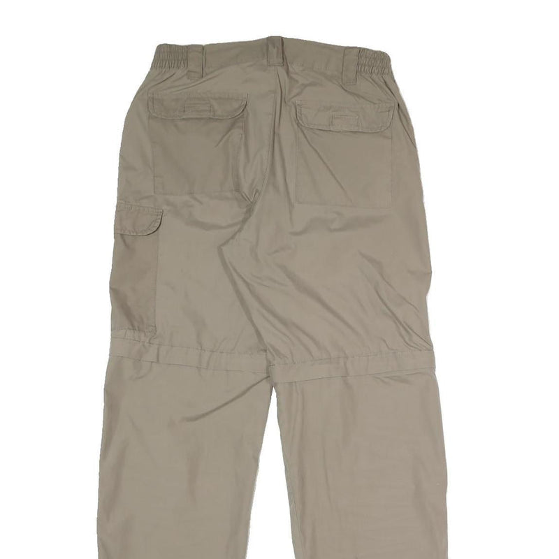 Mens Relaxed Fit Beige Polyester Blend Zip Trousers W30 L31 Utility Pocket