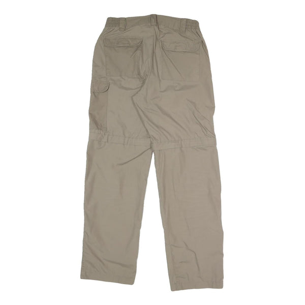 Mens Relaxed Fit Beige Polyester Blend Zip Trousers W30 L31 Utility Pocket