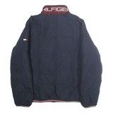 TOMMY HILFIGER Mens Navy & Burgundy Down Zip Jacket M Puffer Coat Casual