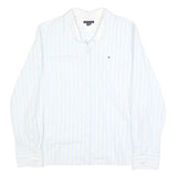 TOMMY HILFIGER Womens White & Pale Yellow Striped Shirt XL Button Front Cotton