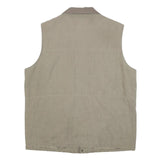 MIAN Mens Beige Utility Jacket XL Polyester Blend Zip Pockets Outdoor Vest