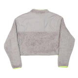 NIKE Womens Grey & Neon Yellow Fleece Zip Jacket M Polyester Blend Cropped