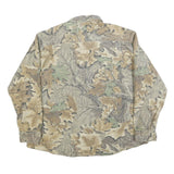 RATTLERS Mens Beige & Green Leaf Pattern Cotton Blend Shirt XL Casual Outdoor
