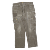 CARHARTT Mens Cotton Blend Brown Relaxed Fit Cargo Trousers W34 L30 Workwear