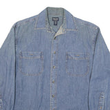 DENVER HAYES Mens Blue Denim Shirt S Cotton Blend Casual Long Sleeve