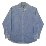 DENVER HAYES Mens Blue Denim Shirt S Cotton Blend Casual Long Sleeve