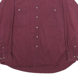 BASIC OPTIONS Mens Maroon Cotton Shirt L Classic Button-Down Long Sleeve Casual