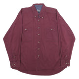BASIC OPTIONS Mens Maroon Cotton Shirt L Classic Button-Down Long Sleeve Casual